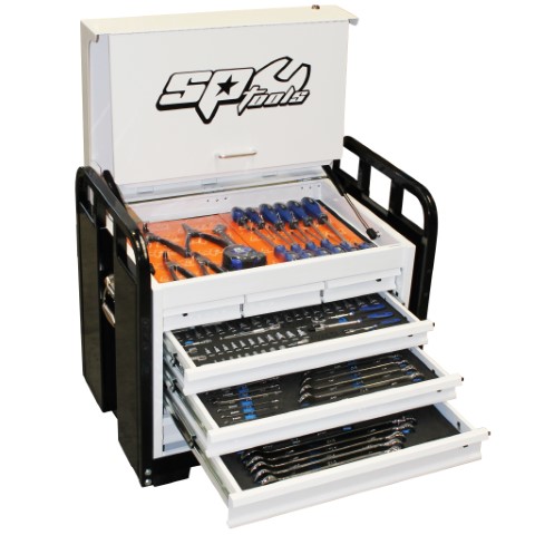 SP TOOL KIT SP 341PC METRIC/SAE IN WHITE/BLACK 8 DRAWER FIELD SERVICE